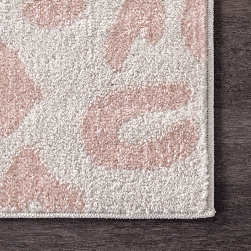 Trule Betances Modern Leopard Print Performance Ivory/Baby Pink Rug